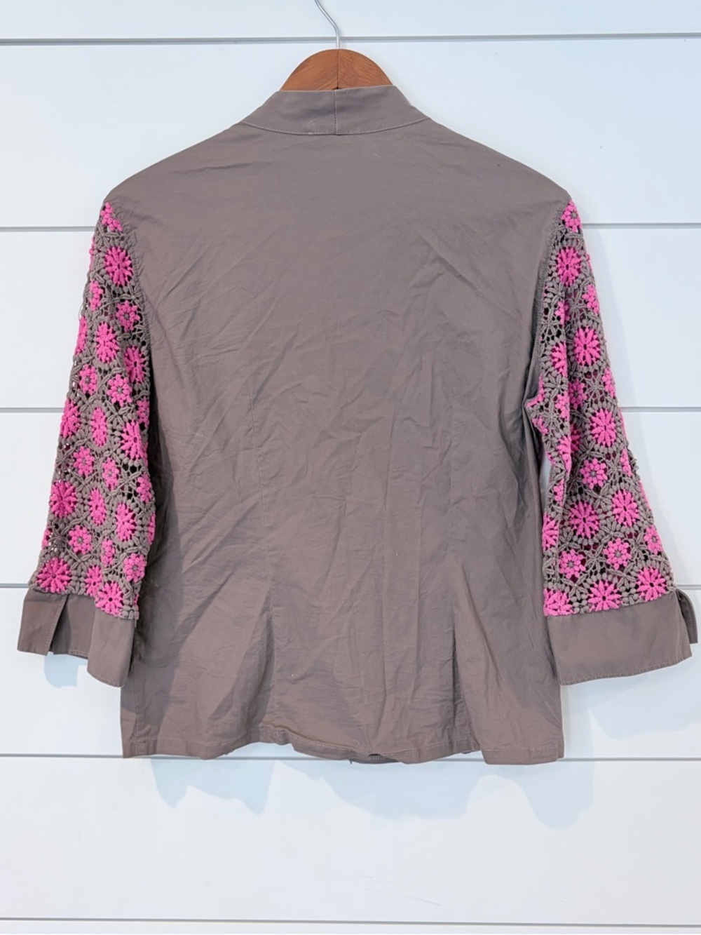 Vintage Cottagecore Crochet Lace Cardigan Blouse Pink Floral S/M Grandmacore - Picture 5 of 10